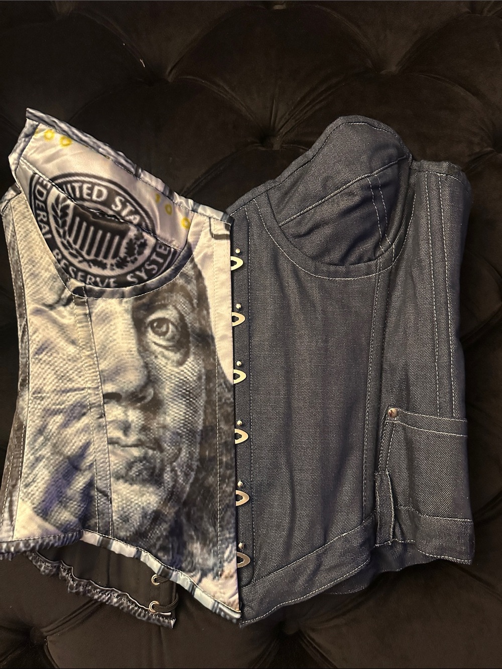 Denim Corset Top - Dark Blue